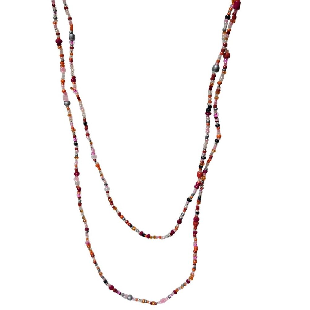 Handmade Boho Glass Beaded Necklace Multicolor Beads Retro Fashion Jewelry Women